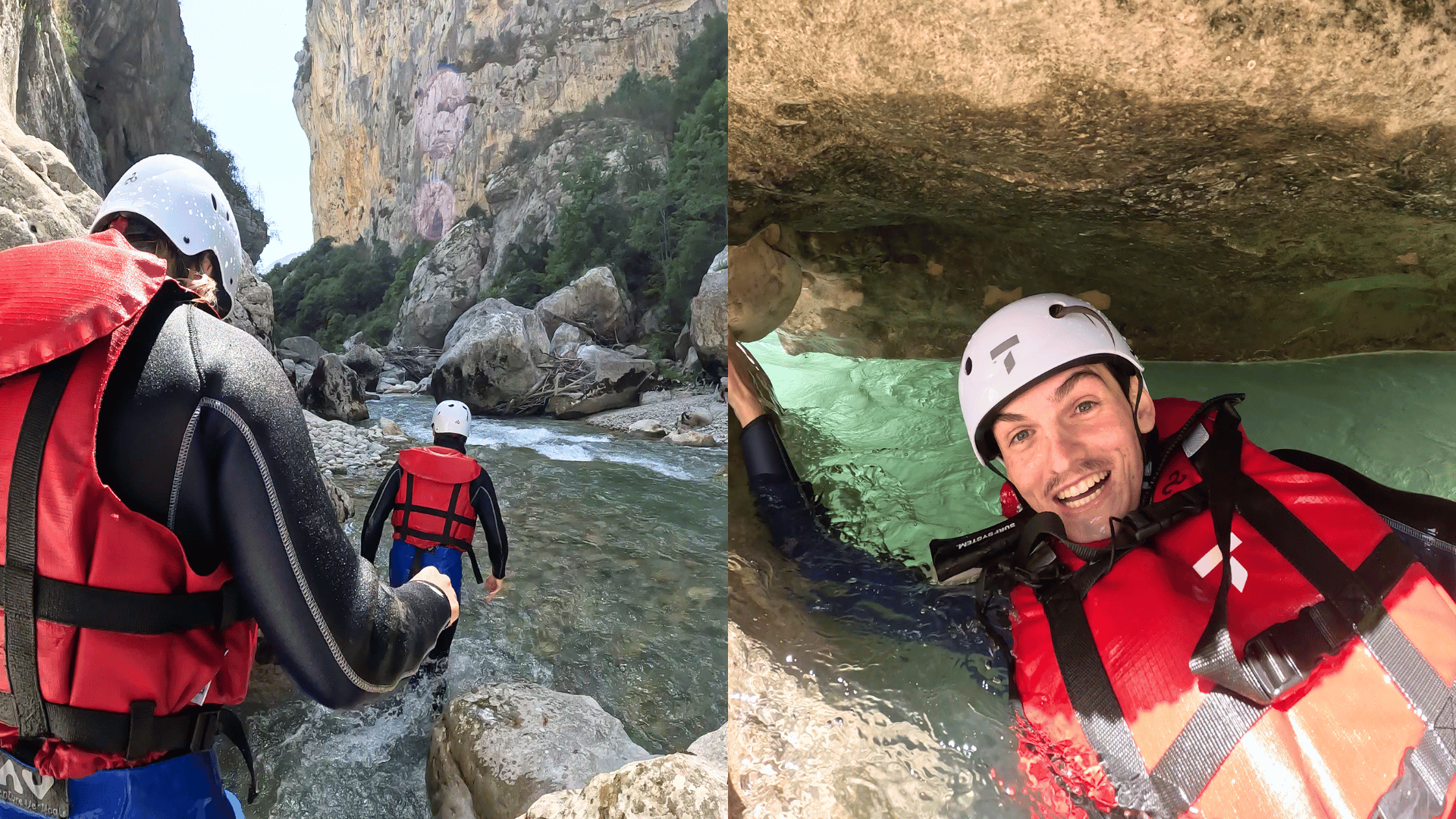 Canyoning dans les gorges du Verdon, saut dans une vasque